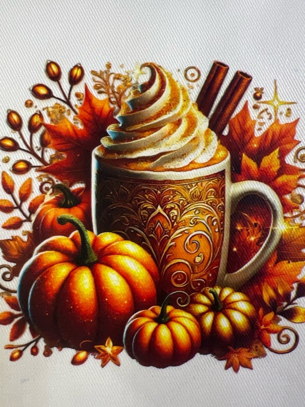 White Pumpkin Spice Mug Pot Holder with Fall Design